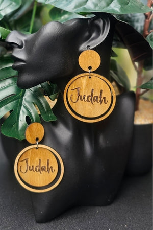 12 Tribes Round Wood Drop & Dangle Earrings