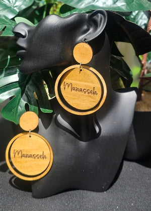 12 Tribes Round Wood Drop & Dangle Earrings