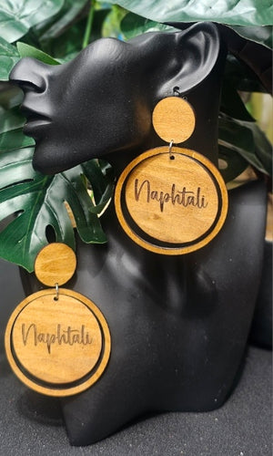 12 Tribes Round Wood Drop & Dangle Earrings