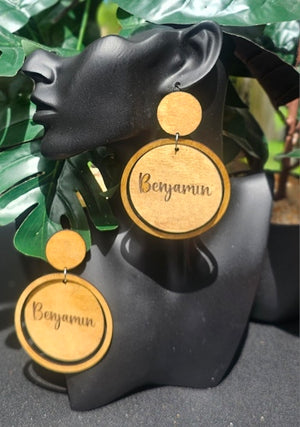 12 Tribes Round Wood Drop & Dangle Earrings