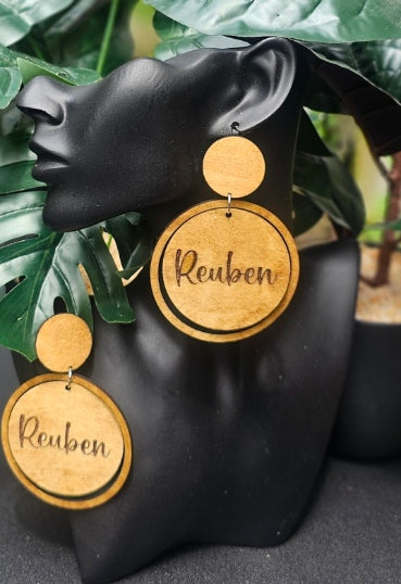 12 Tribes Round Wood Drop & Dangle Earrings