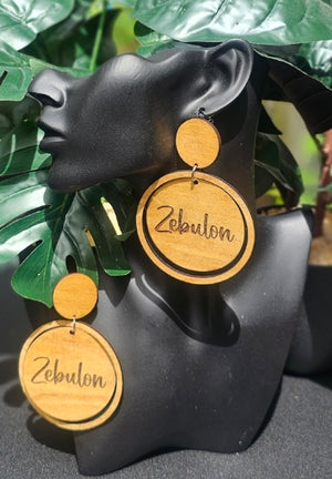 12 Tribes Round Wood Drop & Dangle Earrings