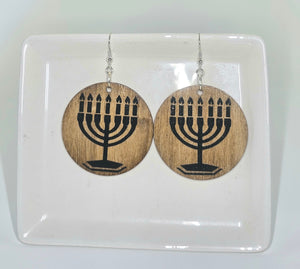 Menorah Wood Earrings