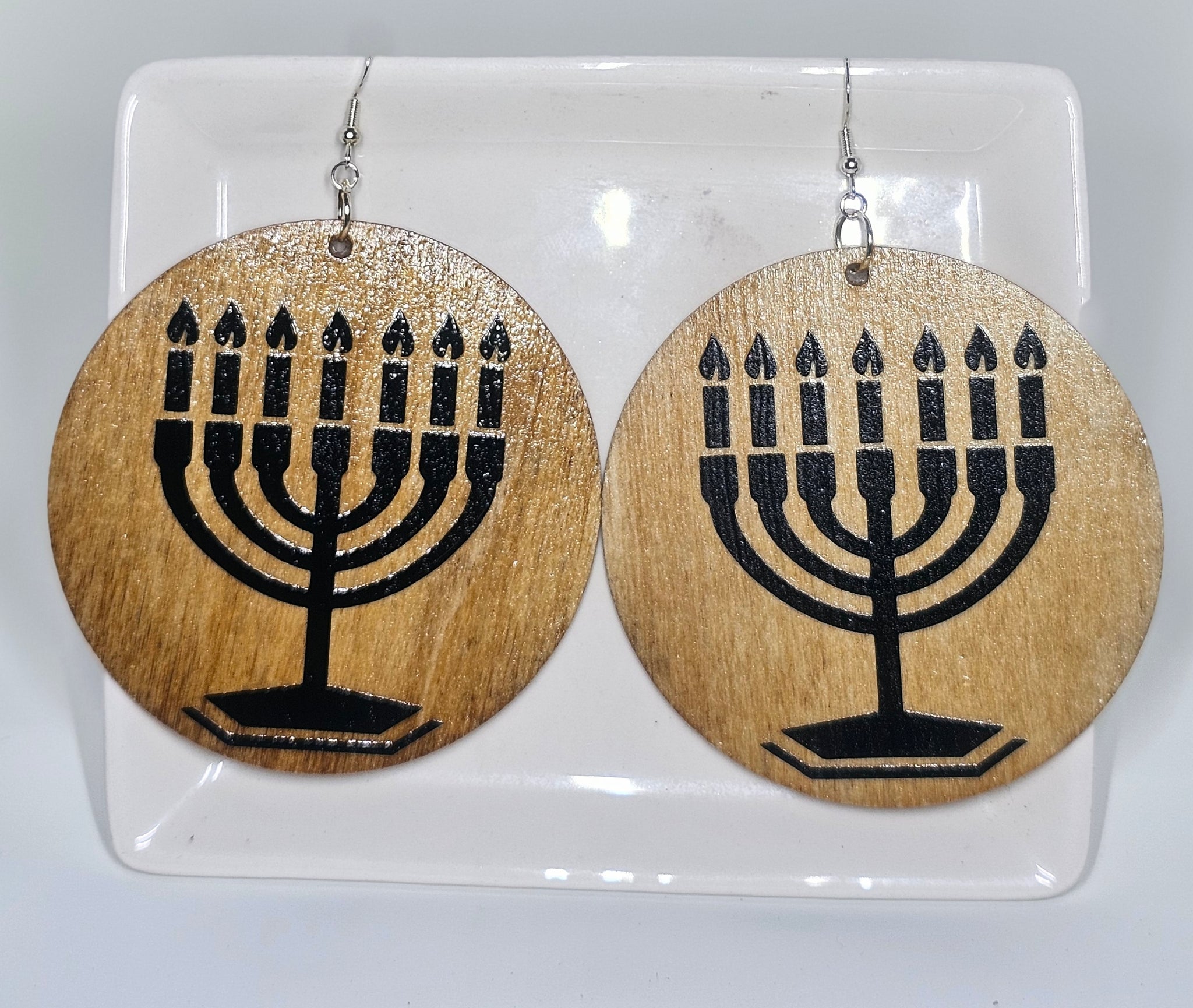 Menorah Wood Earrings