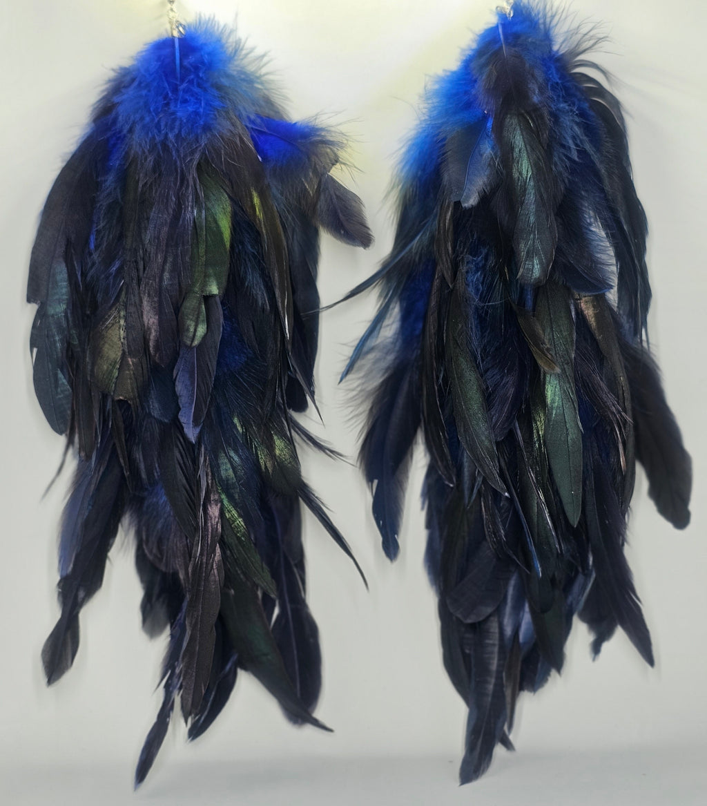 Single Color Feather Earrings with Iridescent Tips