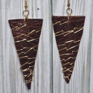 Wire Wrapped Leather Earrings