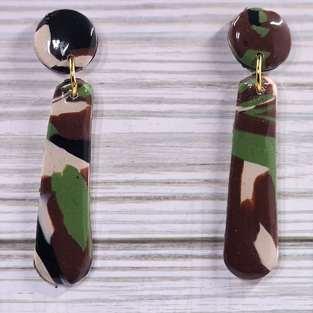 Polymer Clay Earrings: The Camouflage Collection