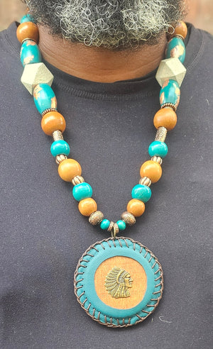 Leather Wrapped Gad Medallion Necklace