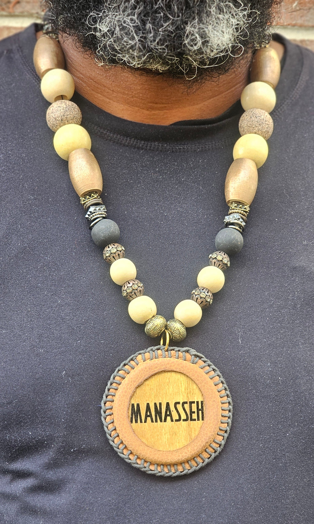 Leather Wrapped Manasseh Medallion Necklace