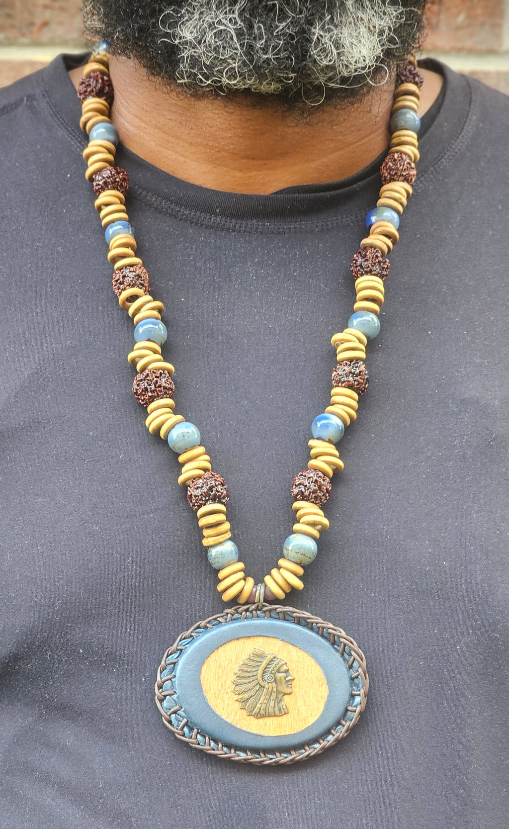 Leather Wrapped Gad Medallion Necklace