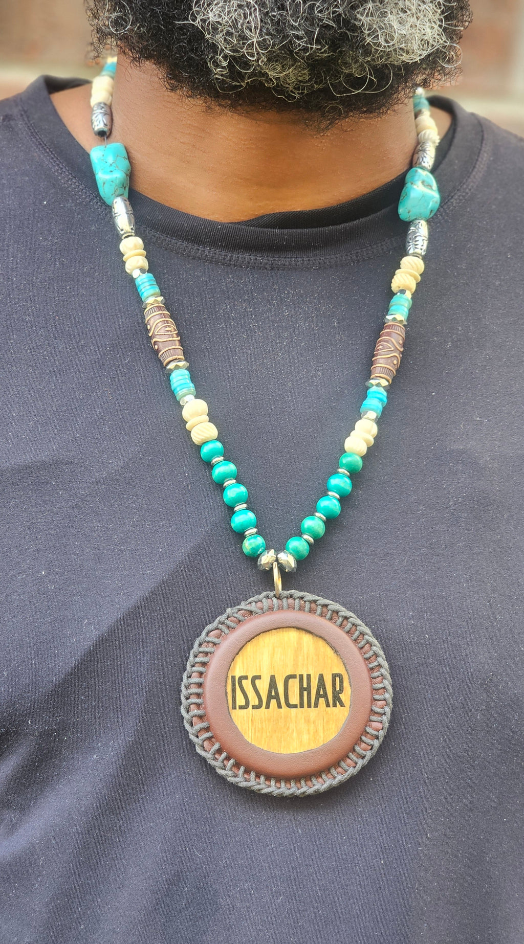 Leather Wrapped Issachar Medallion Necklace