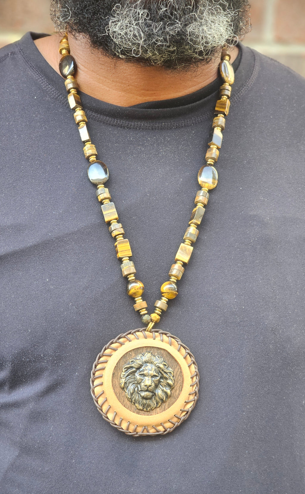 Leather Wrapped Judah Medallion Necklace
