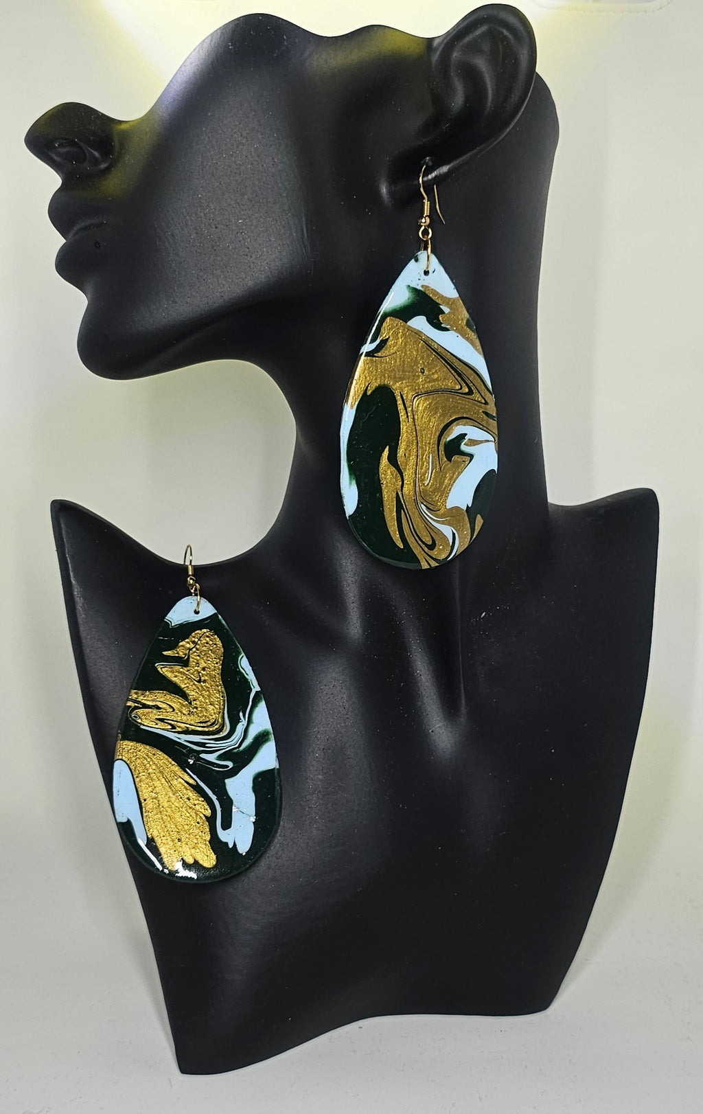 Hand Painted Teardrop Shaped Earrings