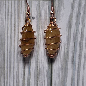 Wire Wrapped Gemstone Earrings