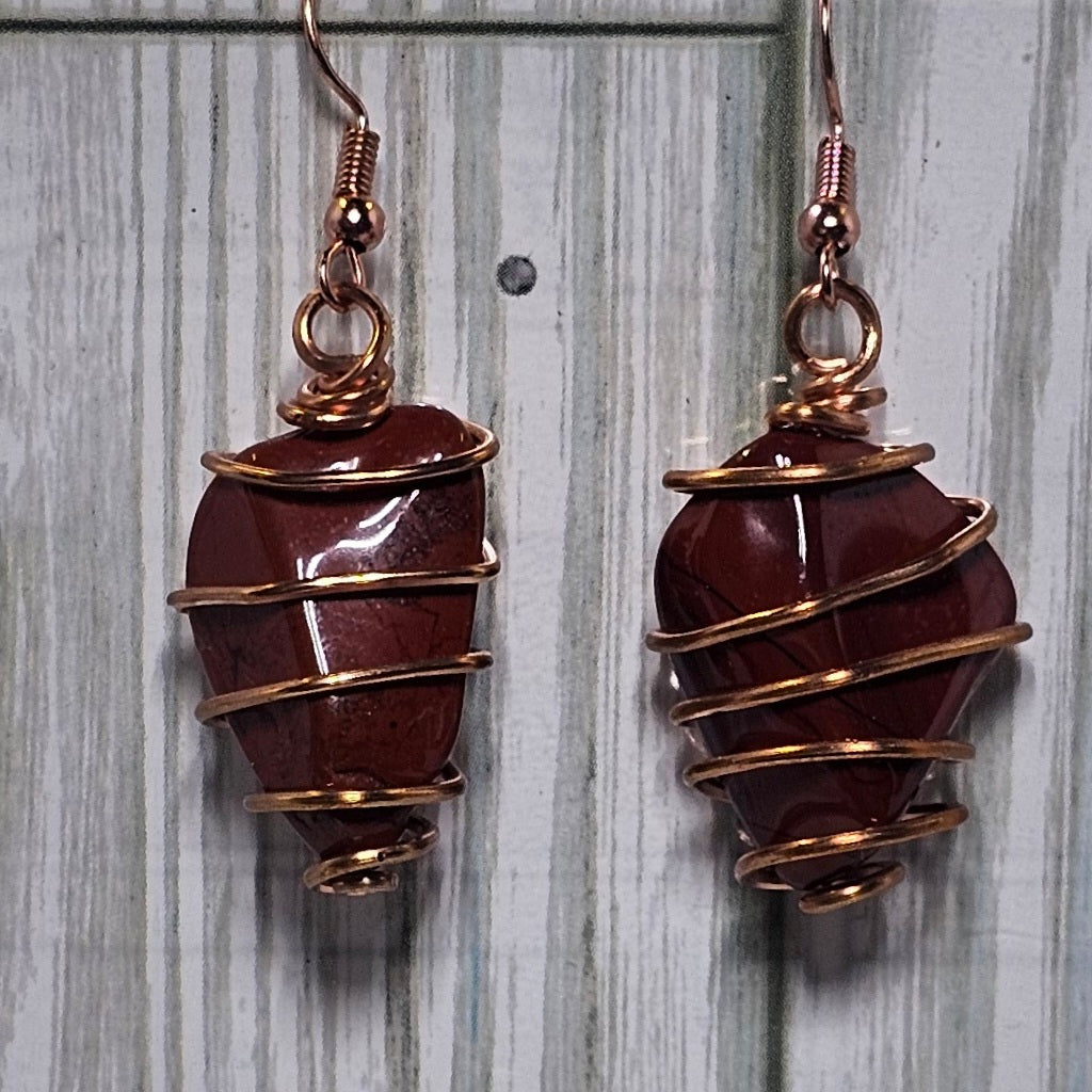 Wire Wrapped Gemstone Earrings