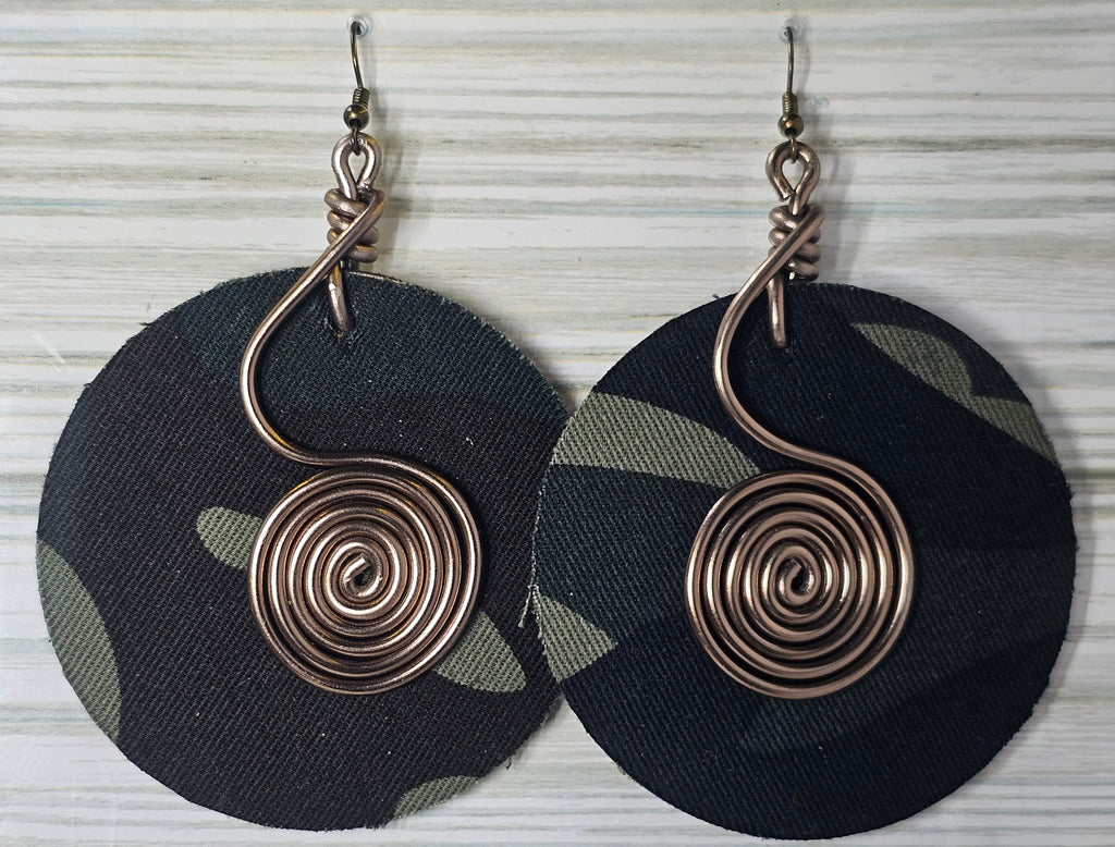 Camouflage and Wire Earrings