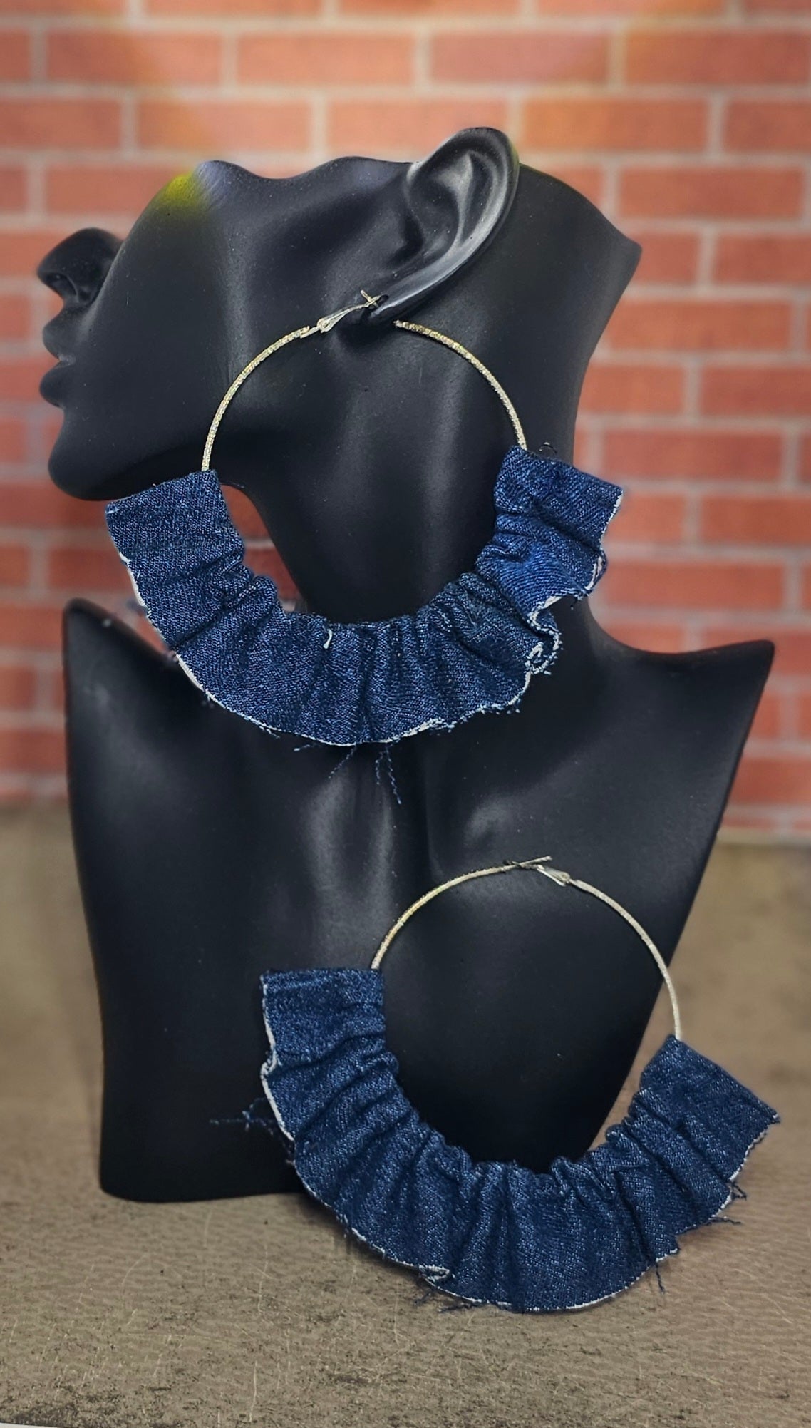 Denim Hoop Earrings