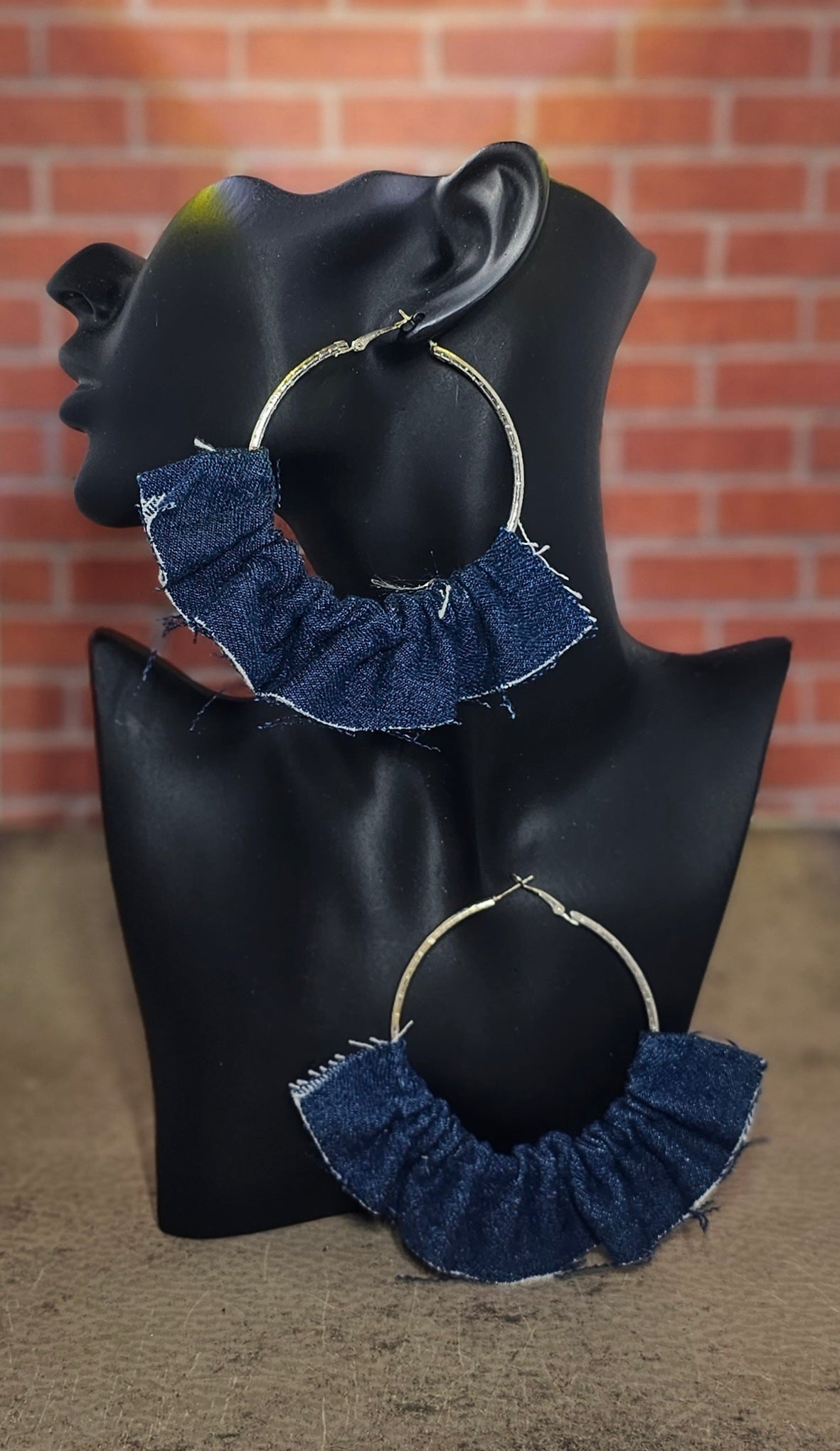 Denim Hoop Earrings