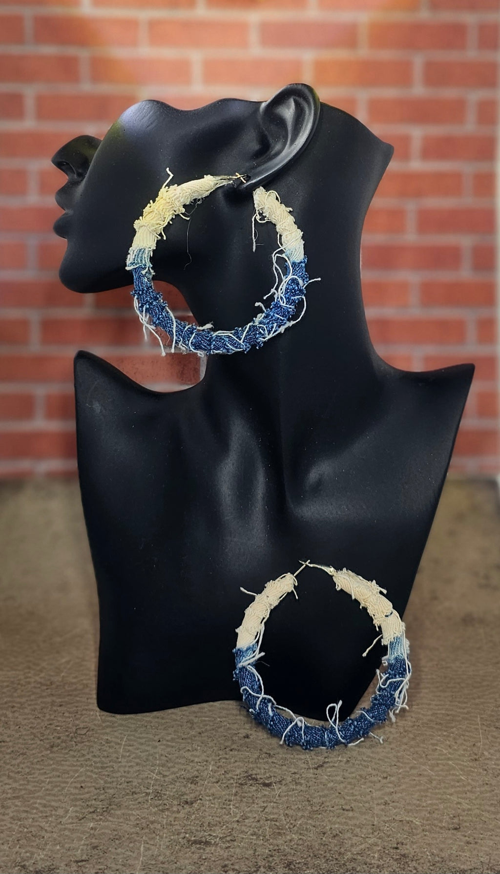 Distressed Denim Hoops