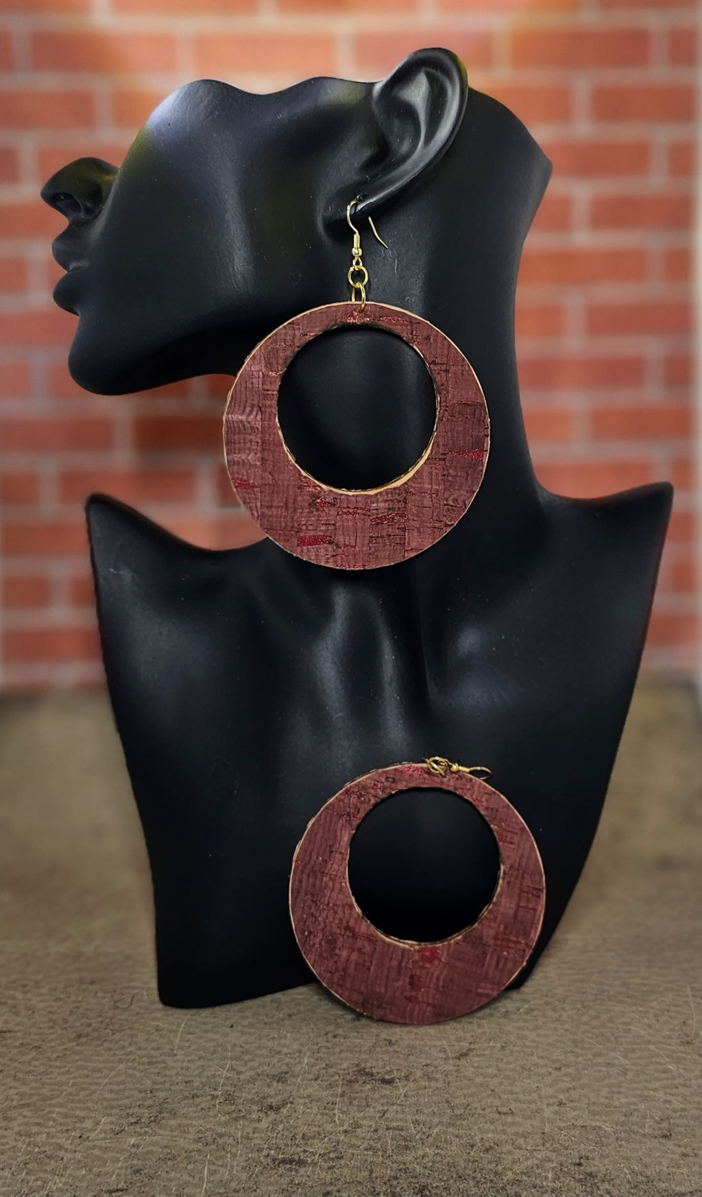 Faux Cork Hoop Earrings