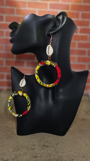 Wire Wrapped Fabric Hoop Earrings