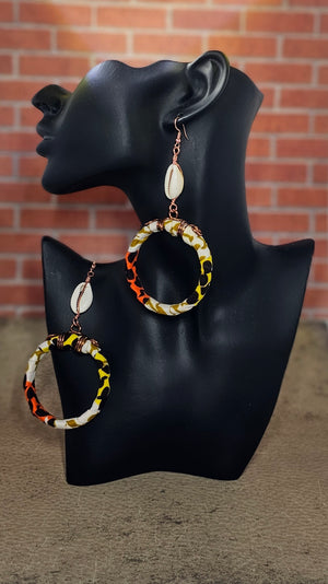 Wire Wrapped Fabric Hoop Earrings