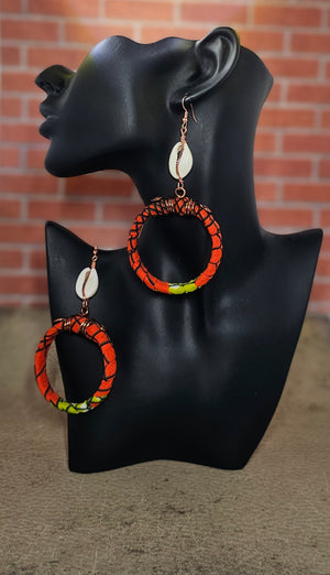 Wire Wrapped Fabric Hoop Earrings