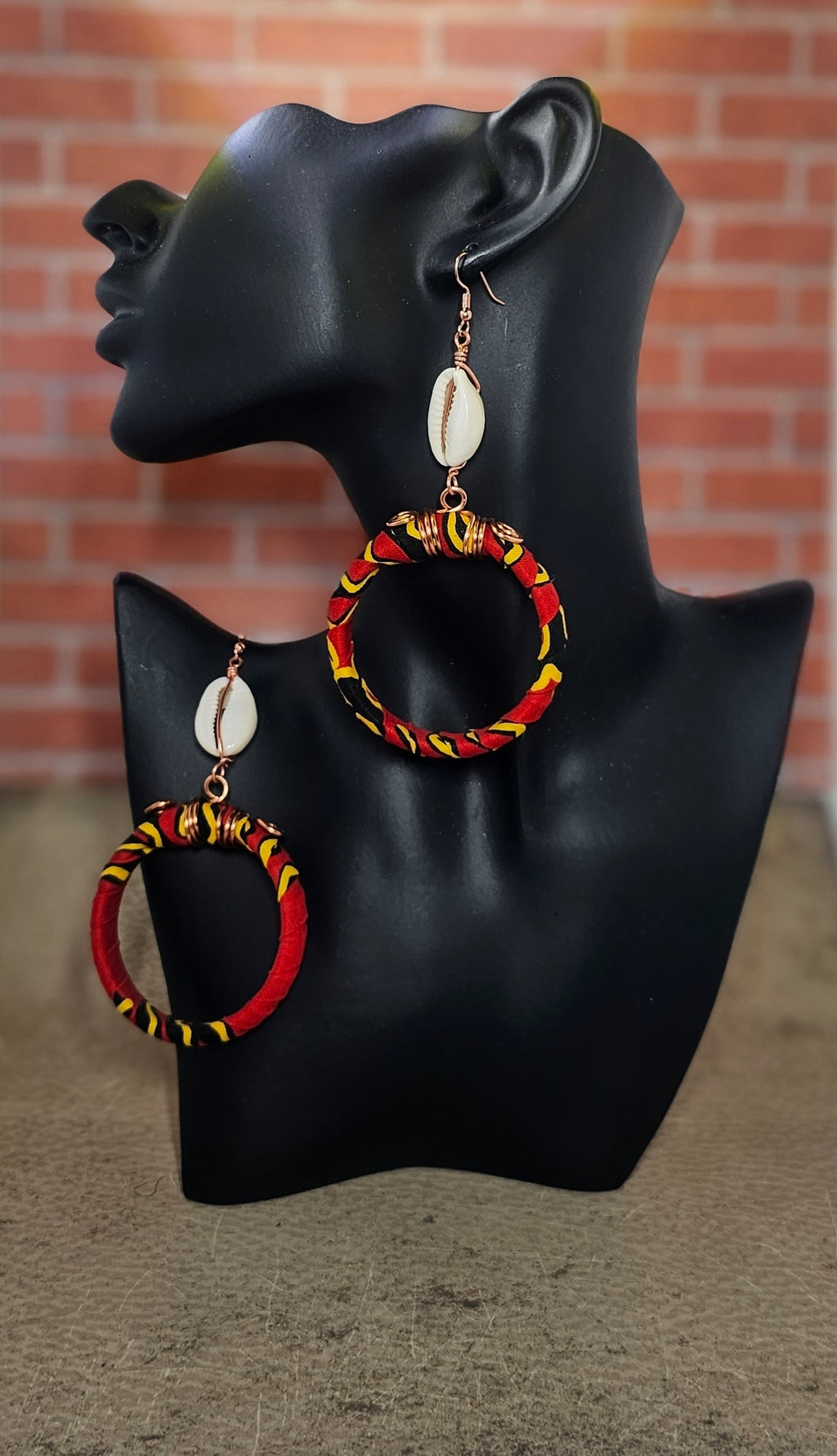 Wire Wrapped Fabric Hoop Earrings