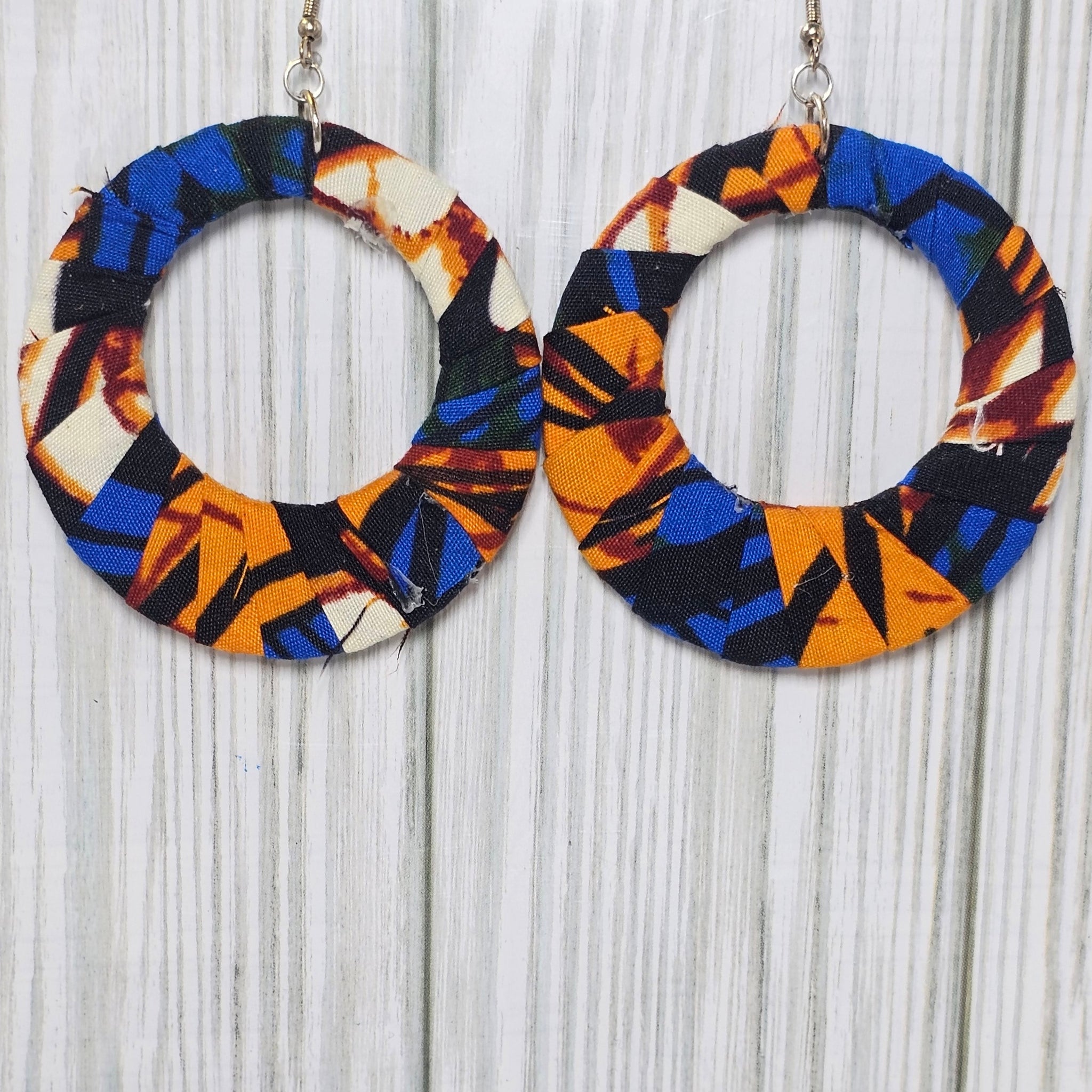 Fabric Wrapped Hoop Earrings