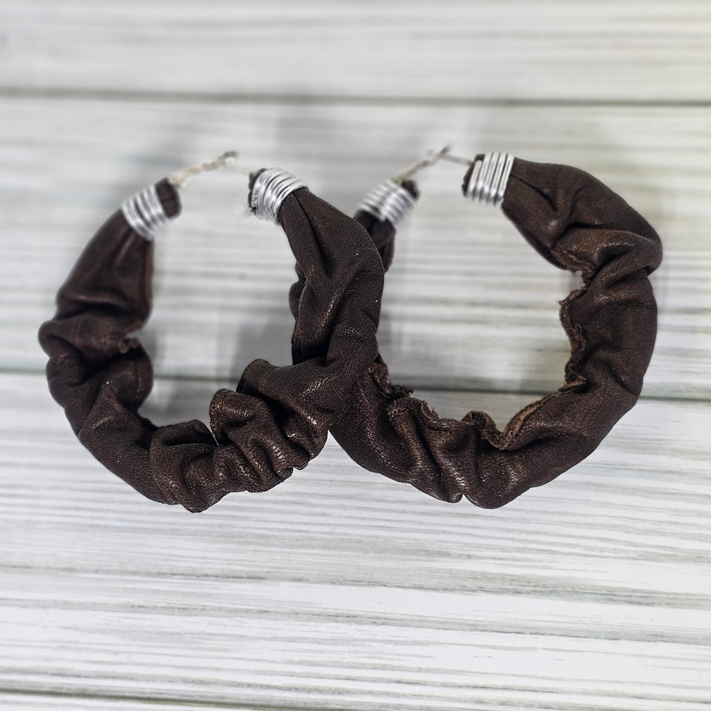 Leather Hoop Earrings