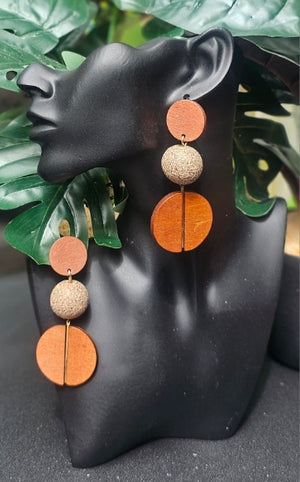 Hand-Painted Wood Bead Drop & Dangle Earrings