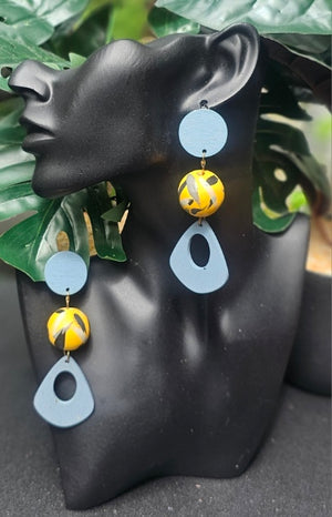 Hand-Painted Wood Bead Drop & Dangle Earrings