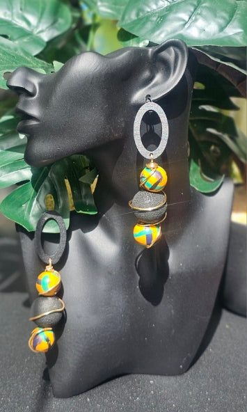 Hand-Painted Wood Bead Drop & Dangle Earrings