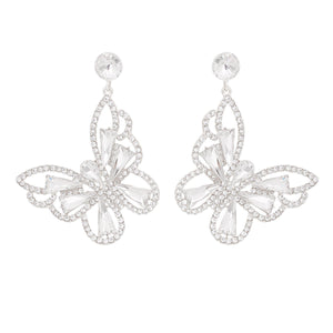 Dangle Silver Large Butterfly Earrings for Women