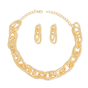 Chain Necklace Gold Double Link Set for Women