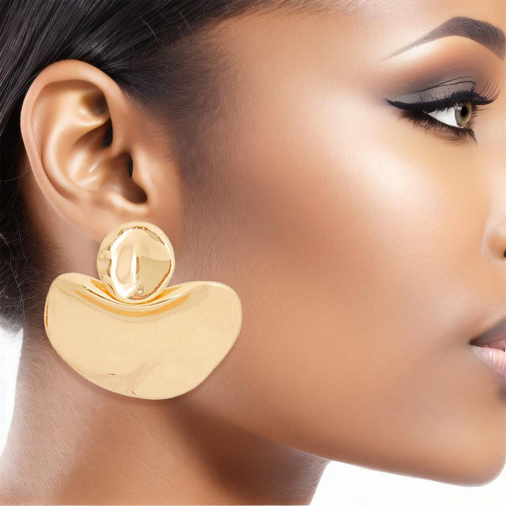 Drop Gold Cradled Disc Earrings for Women