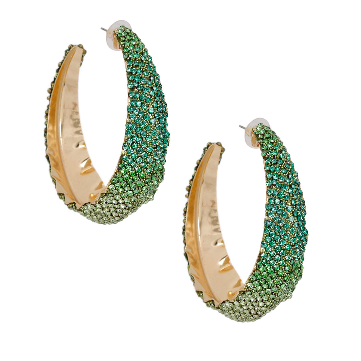 Hoops Green Ombre Bling Earrings for Women