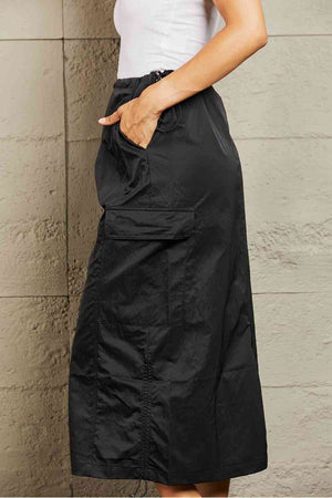 High Waisted Cargo Skirt in Black