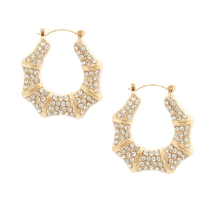 Gold Bling Bamboo Hoops