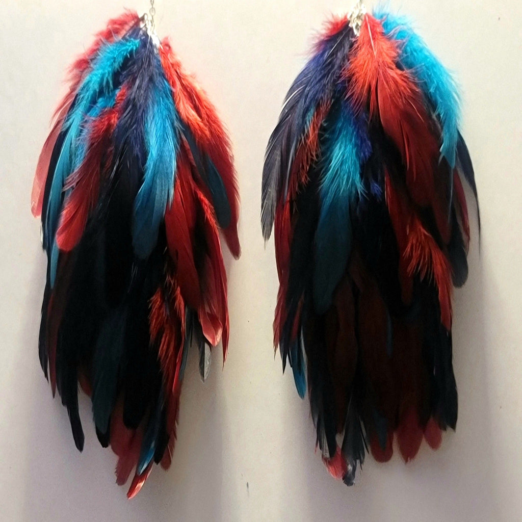 Multicolored Feather Earrings