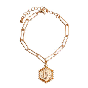 H Hexagon Initial Charm Bracelet