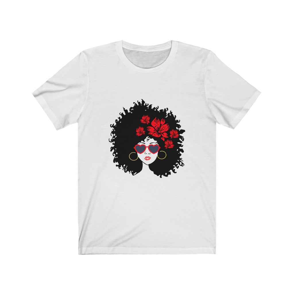 Sistah with Flowers in Her Hair Jersey Short Sleeve Tee