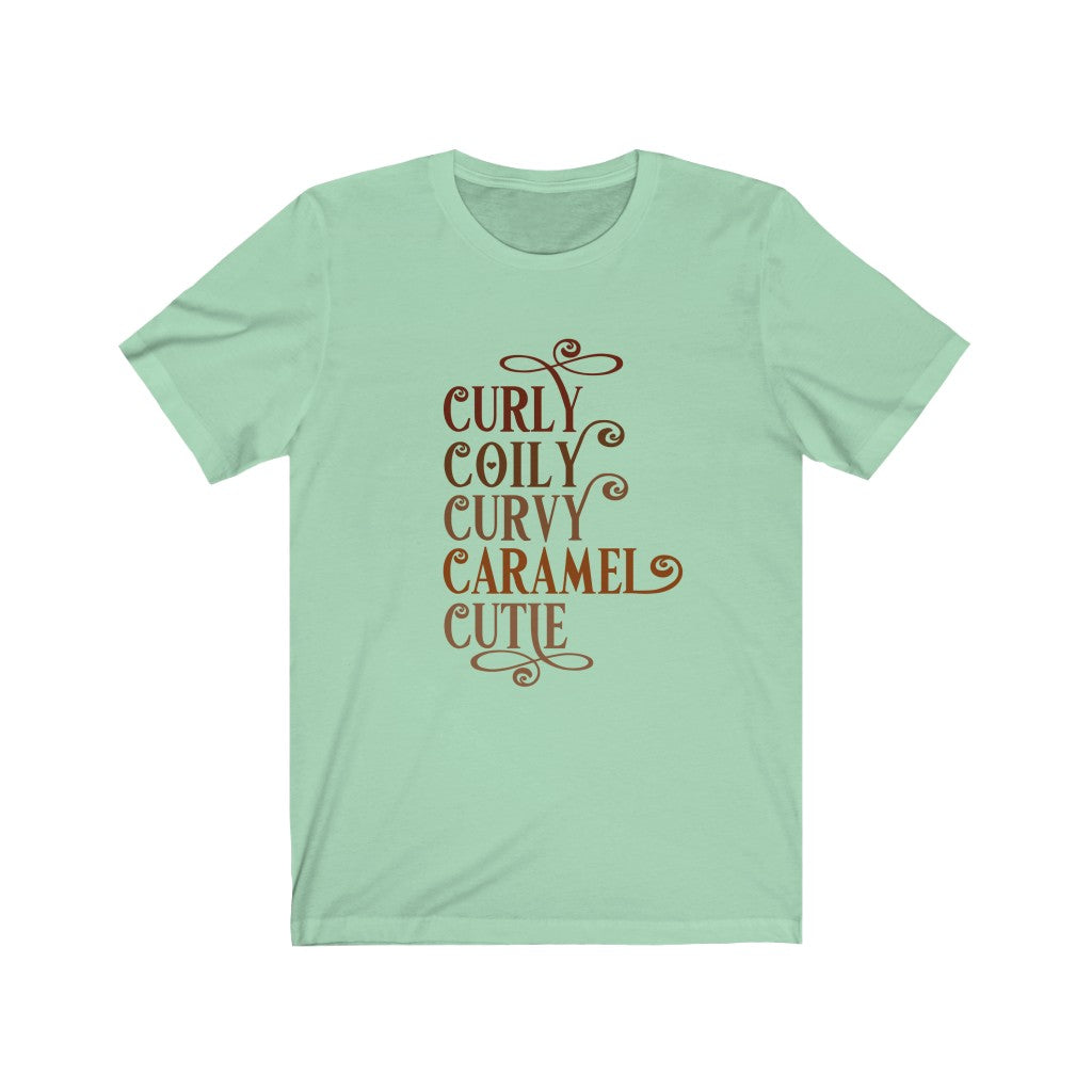 Curly Coily Curvy Caramel Cutie Jersey Short Sleeve Tee