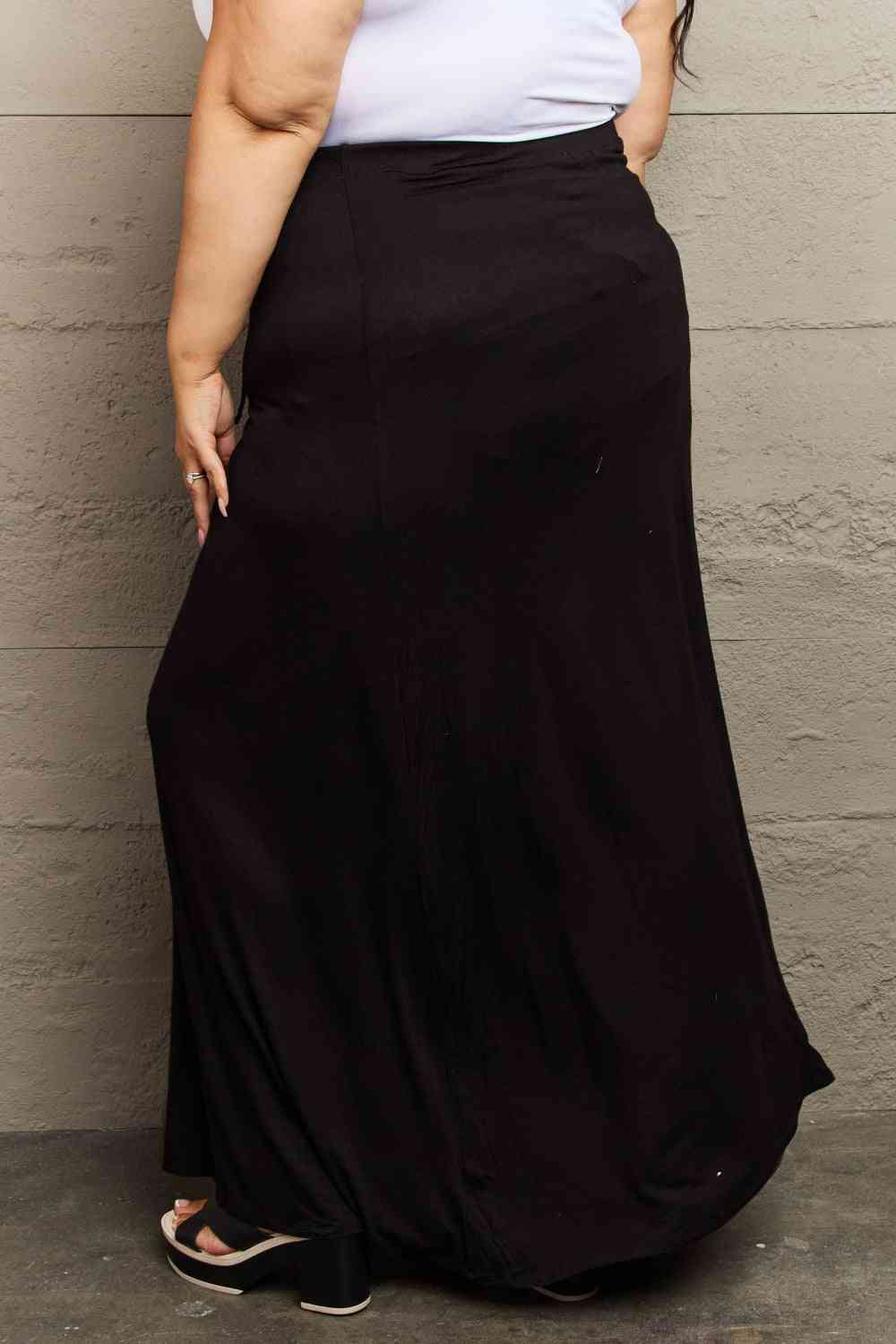 Full Size Flare Maxi Skirt in Black