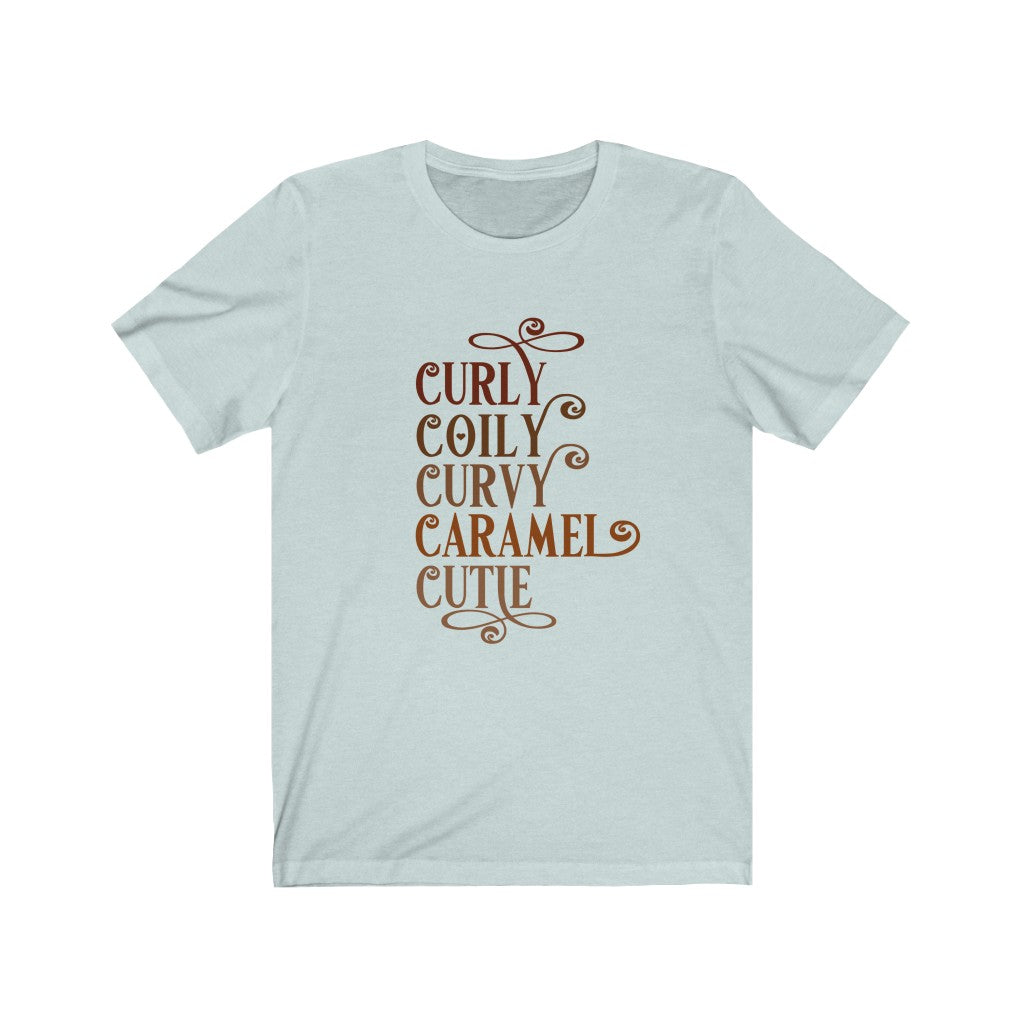 Curly Coily Curvy Caramel Cutie Jersey Short Sleeve Tee