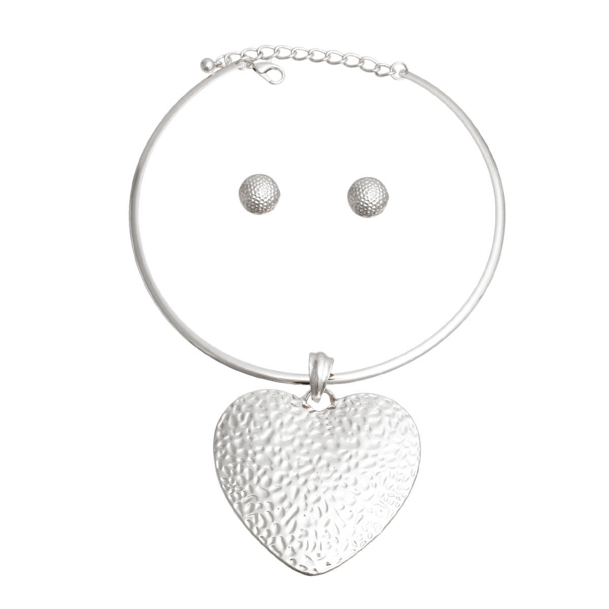 Silver Hammered Metal Heart Choker