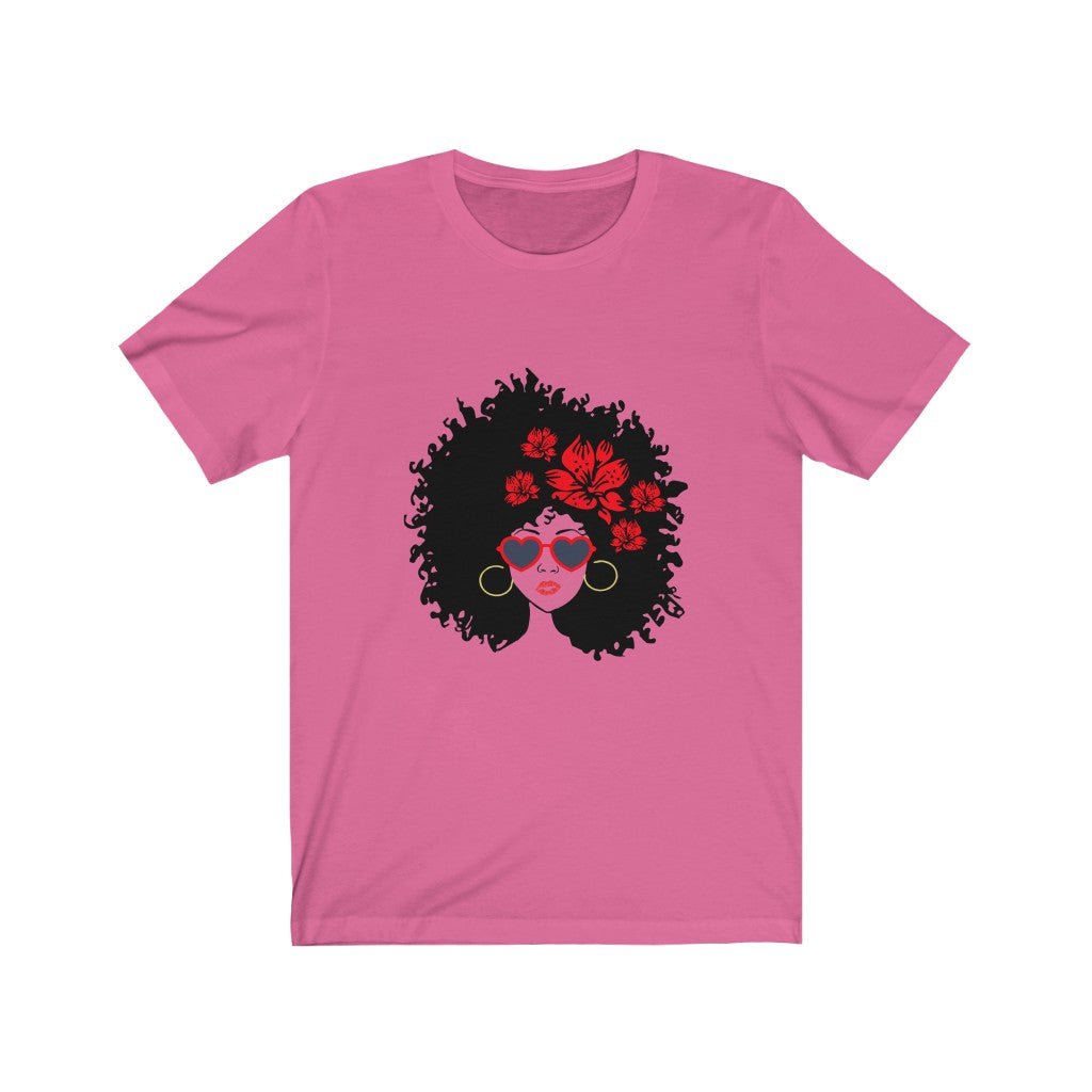 Sistah with Flowers in Her Hair Jersey Short Sleeve Tee