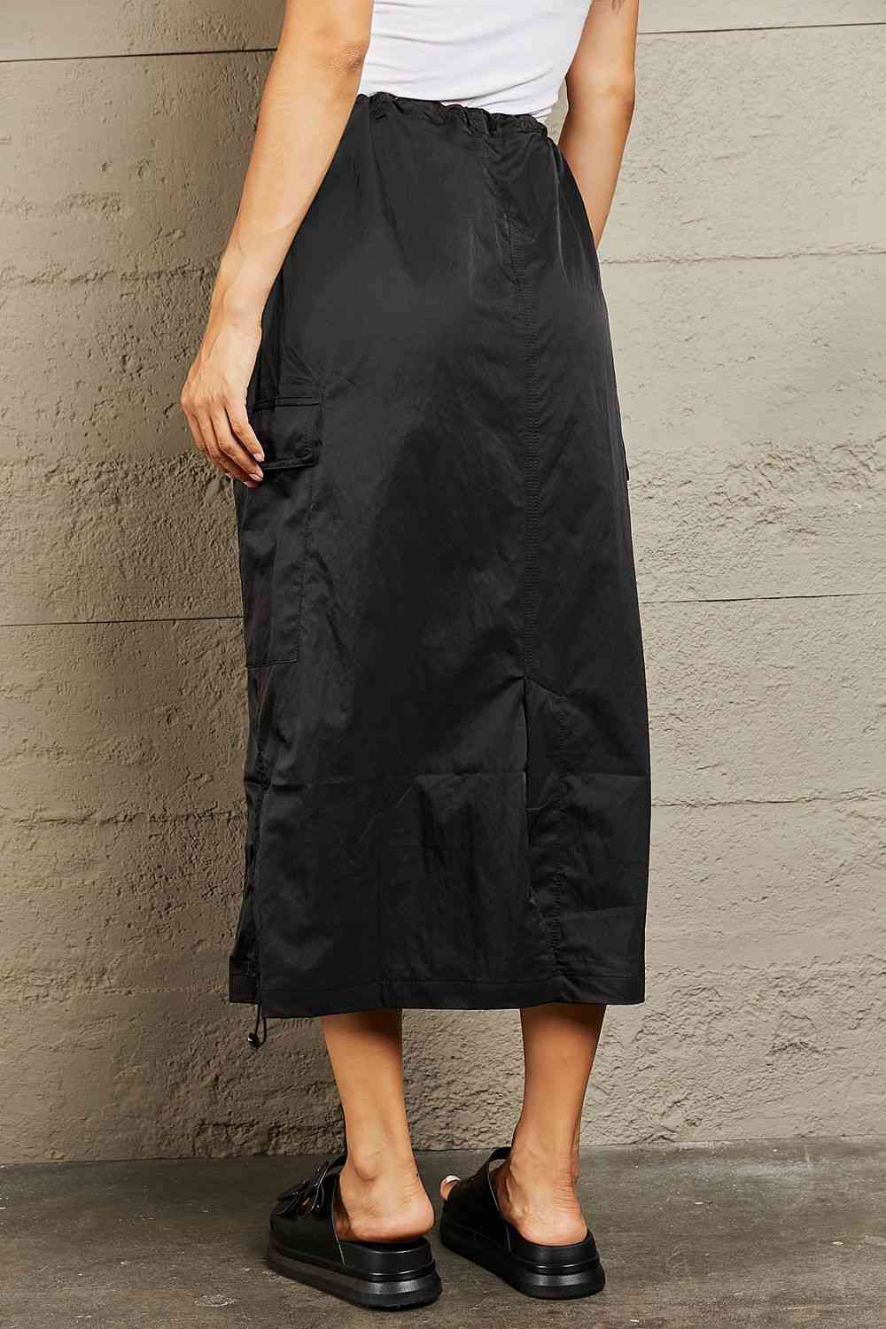 High Waisted Cargo Skirt in Black