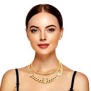 Gold Iced Cuban Leopard Chain Set