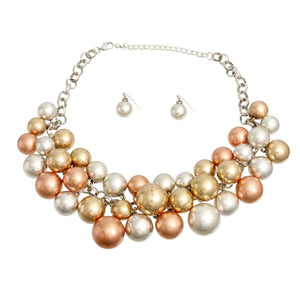 Mixed Metal Ball Bead Cluster Collar